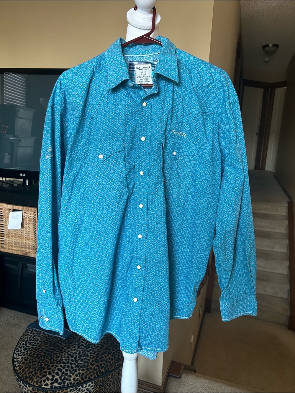 Panhandle Slim Men's Teal Western Snap button  long Sleeve Shirt